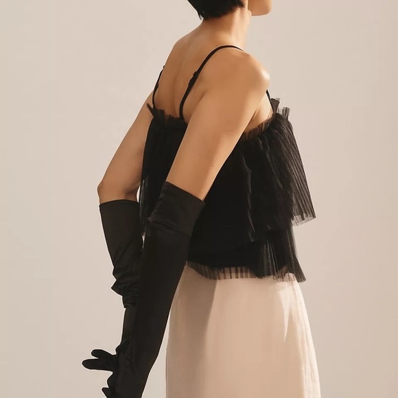 NWT Anthropologie Pleated Black Tulle Top Small - Picture 6 of 7